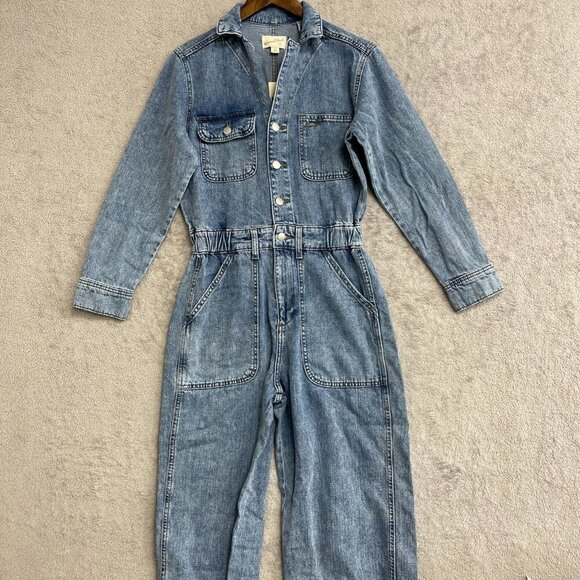 NEW Women's 2 Long Sleeve Utility Baggy Denim Jumpsuit - Universal Thread M0039 - Picture 5 of 9